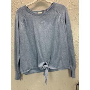 Project Sweater Womens Sweater Blue Tie Waist Raglan Sleeve Size Medium